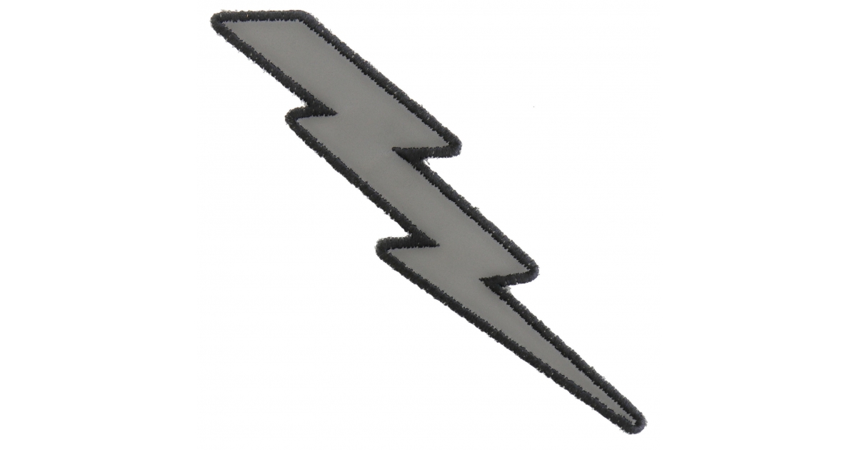 Reflective Lightning Bolt Right Patch, Embroidered Iron On