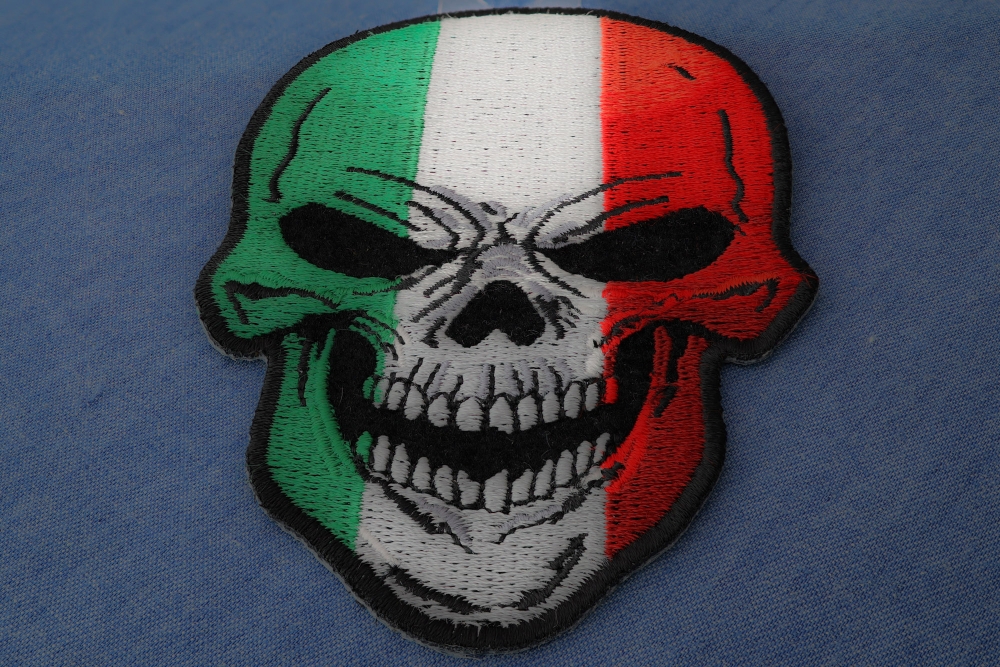 Italian Flag Skull Small Patch Italian Flag Skull Small Patch diagonal view