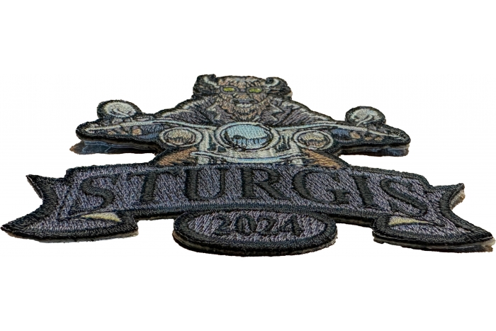 Sturgis 2024 Patch Buffalo Biker Riding Motorcycle diagonal view
