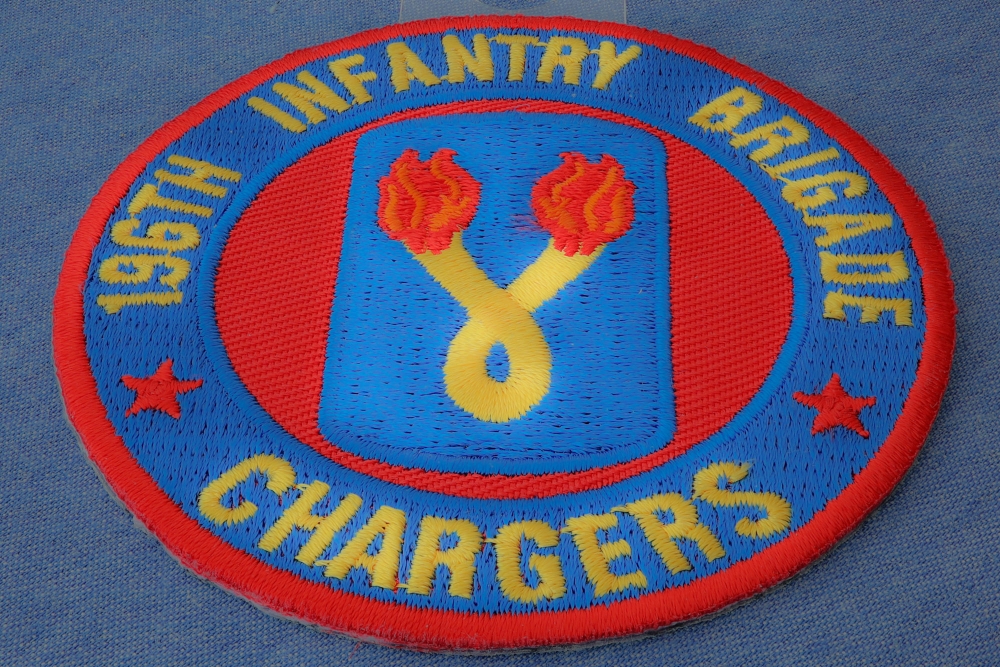 196th Infantry Brigade Patch Chargers diagonal view
