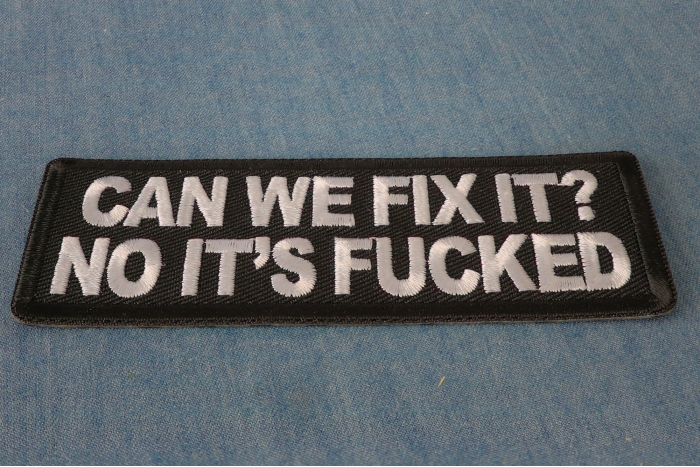 Can We Fix It? No Its Fucked Patch diagonal view