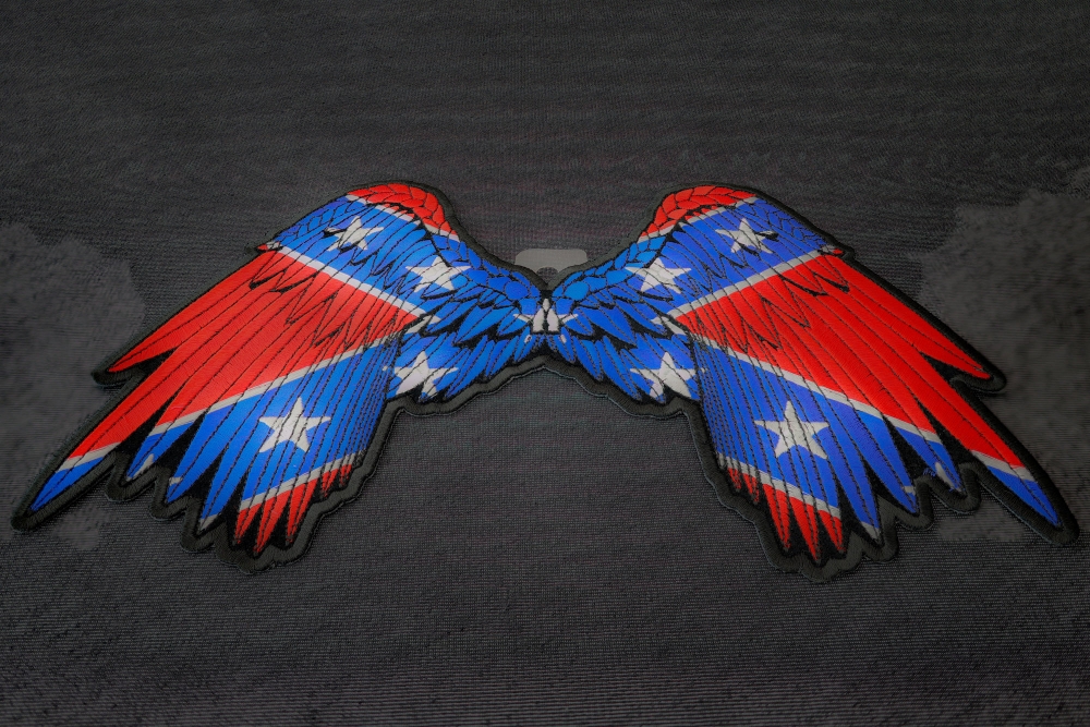 Rebel Flag Angel Wings Patch diagonal view