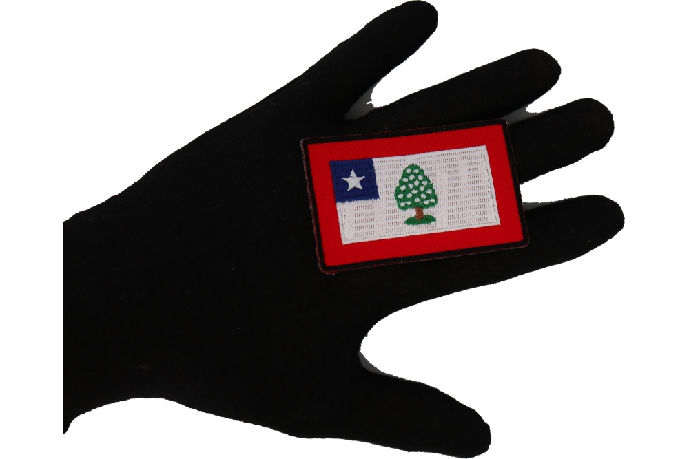 Historical Mississippi Flag Iron on Patch shown on hand for size comparison