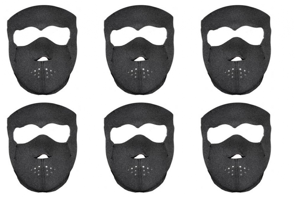 Pack Of 6 Black Neoprene Face Masks