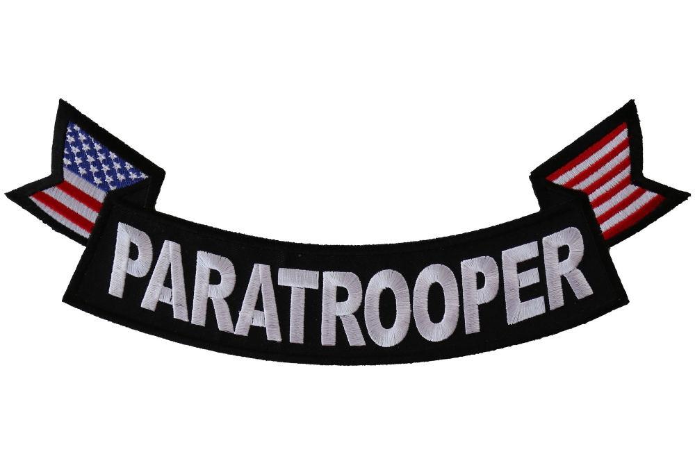 Paratrooper Large Lower Rocker Patch With Flags Paratrooper Large Lower Rocker Patch With Flags