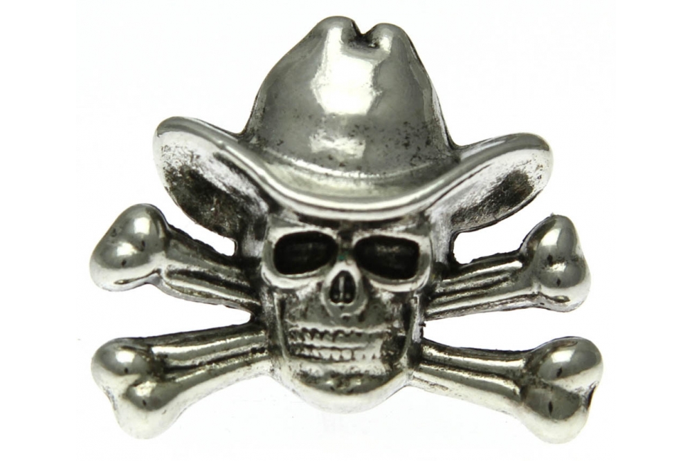 Skull Cross Bone Cowboy Pin