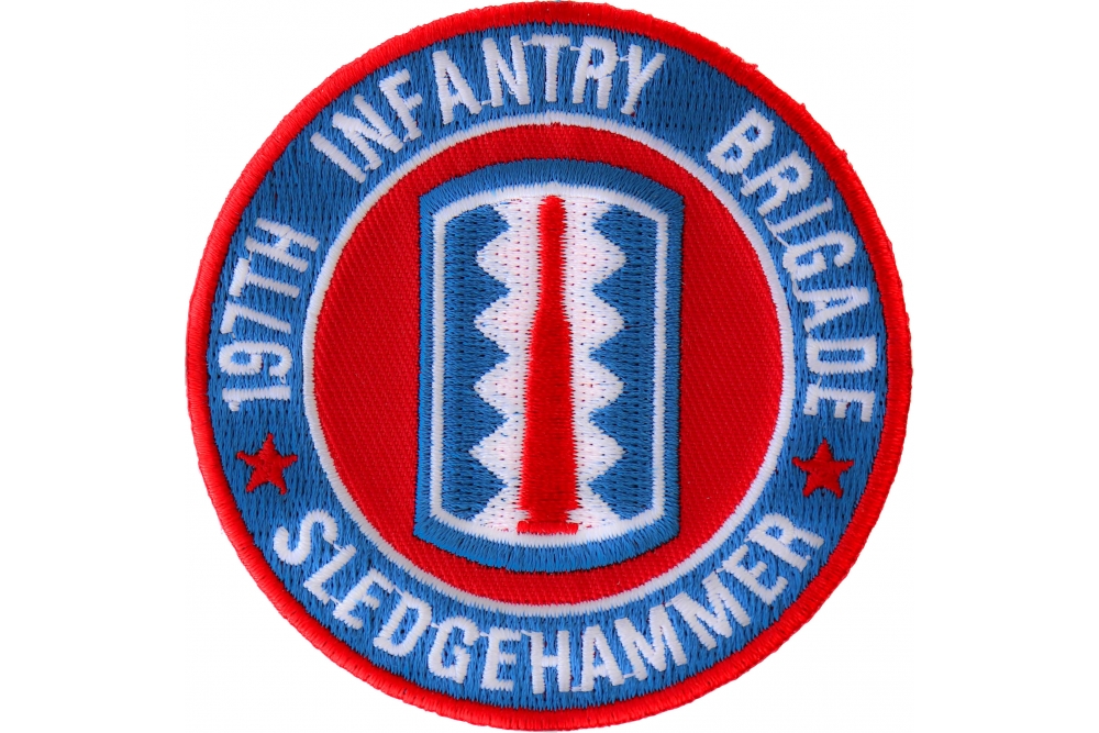 197th Infantry Brigade Iron on Patch Sledgehammer