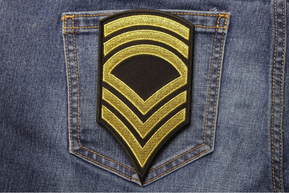 Master Sergeant Patch shown on jeans