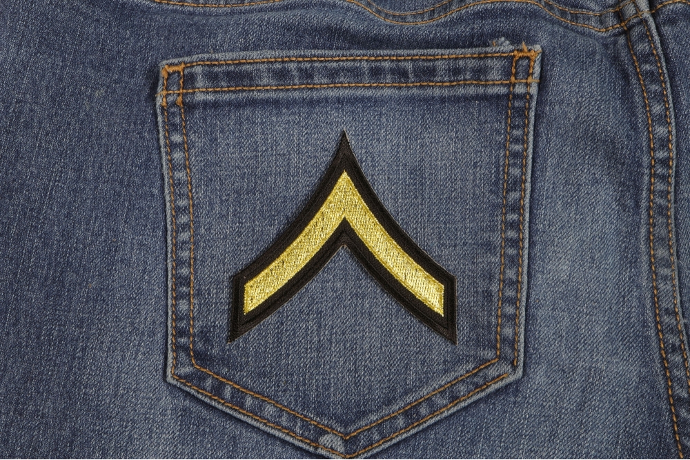 Private Patch shown on jeans