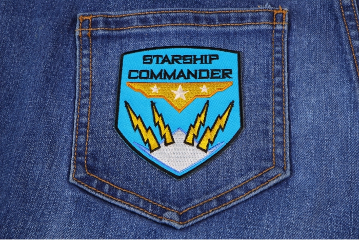 Starship Commander Patch shown on jeans