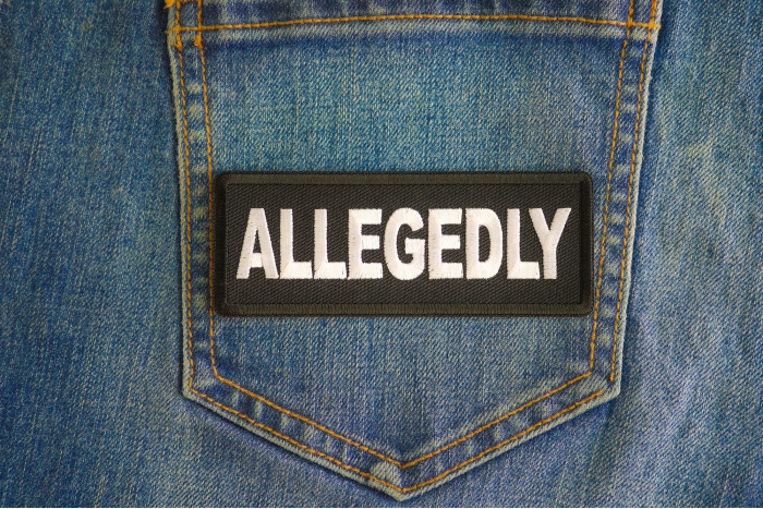 Allegedly Patch shown on jeans