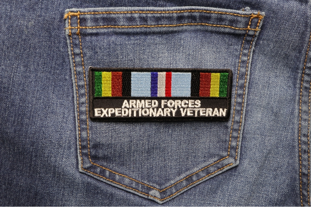 Armed Forces Expeditionary Patch shown on jeans