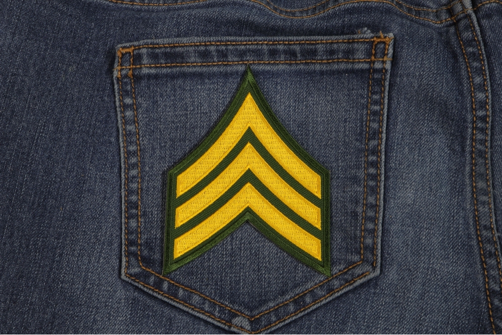 Sergeant Patch Chevron shown on jeans