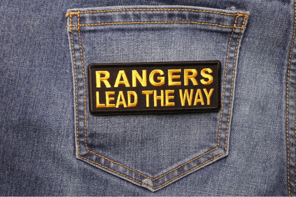 Rangers Lead The Way Patch shown on jeans