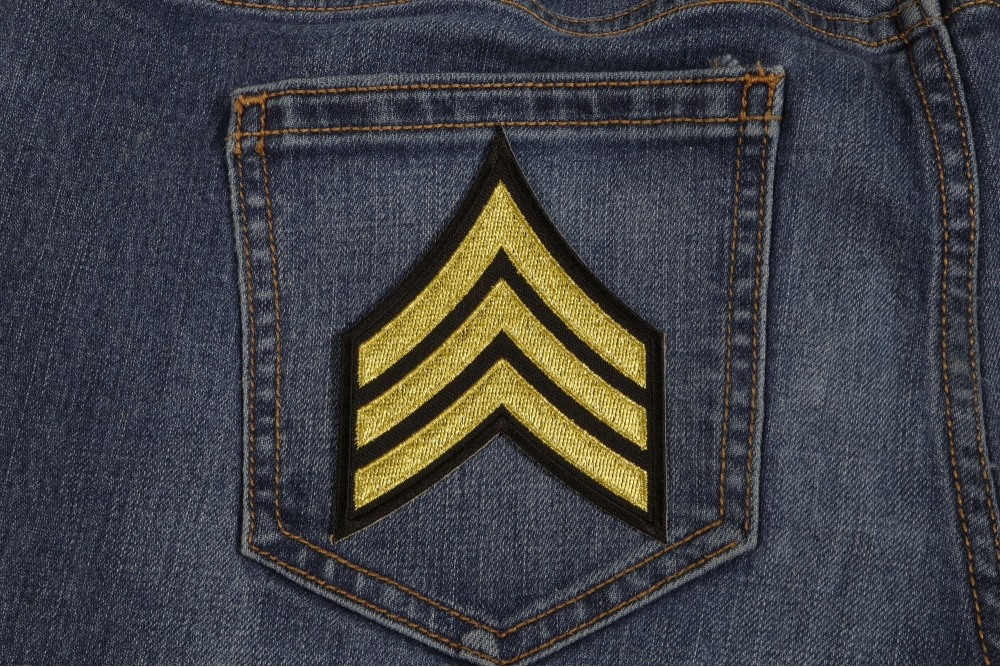 Sergeant Patch shown on jeans