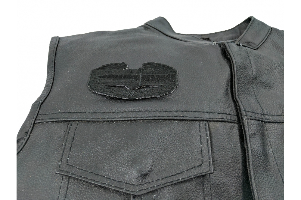Combat Action Badge Patch - 3.75x2 inch shown on leather vest