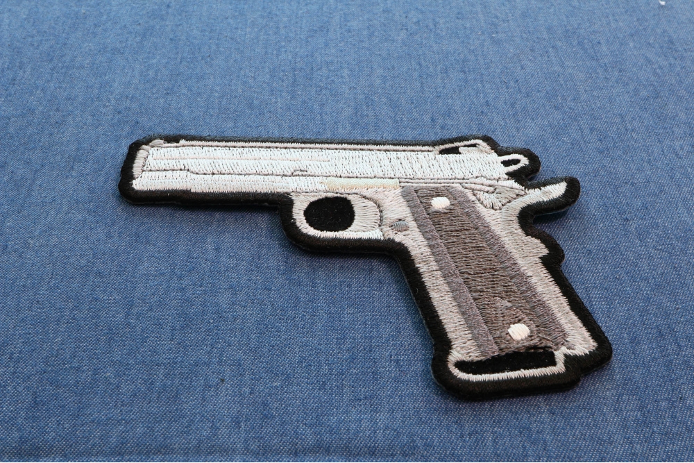 Embroidery Gun Revolver Biker Patches for Clothing Hippie Sewing
