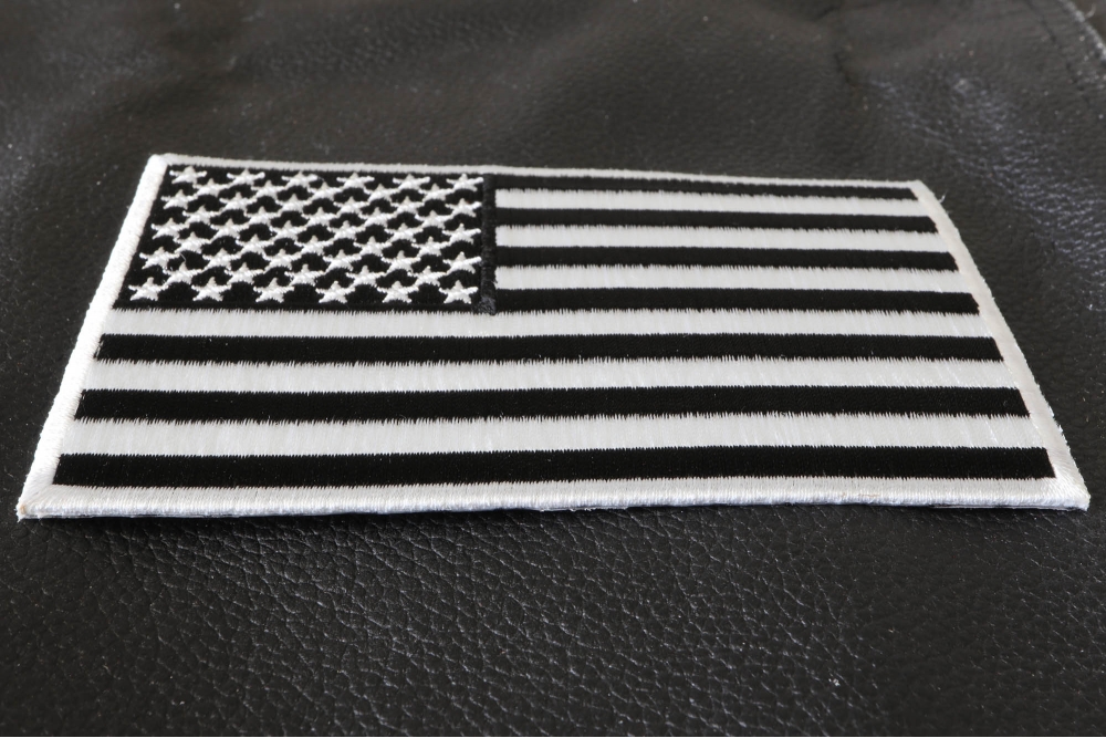 Black and White American Flag Patch with White Borders by Ivamis Patches
