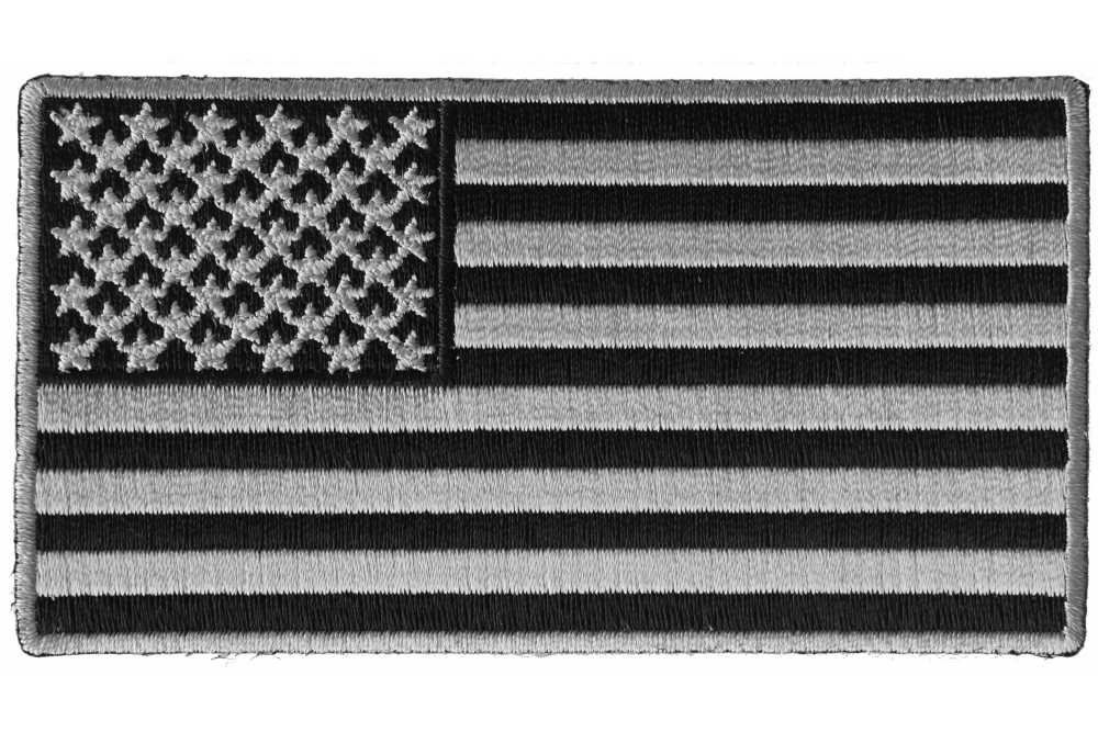 US Flag Patch Black and Gray 4 Inch by Ivamis Patches