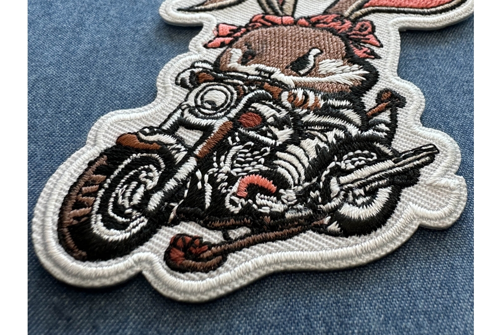Cute Mean Rabbit on Motorcycle Patch by Ivamis Patches