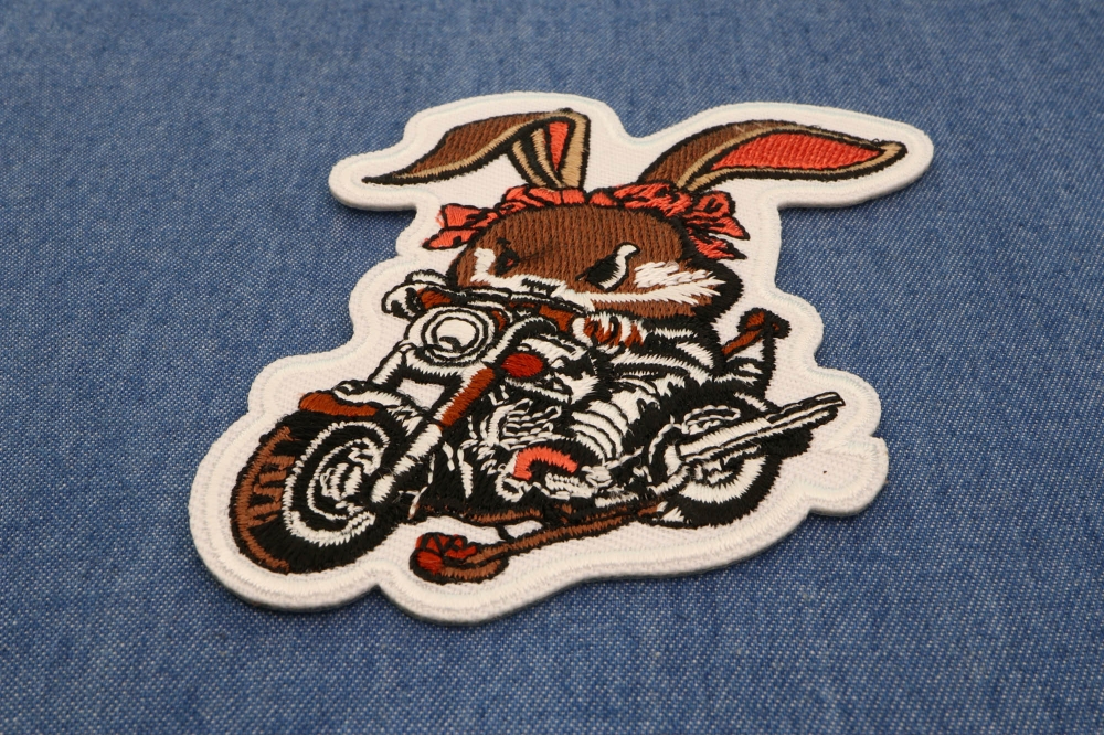 Cute Mean Rabbit on Motorcycle Patch by Ivamis Patches