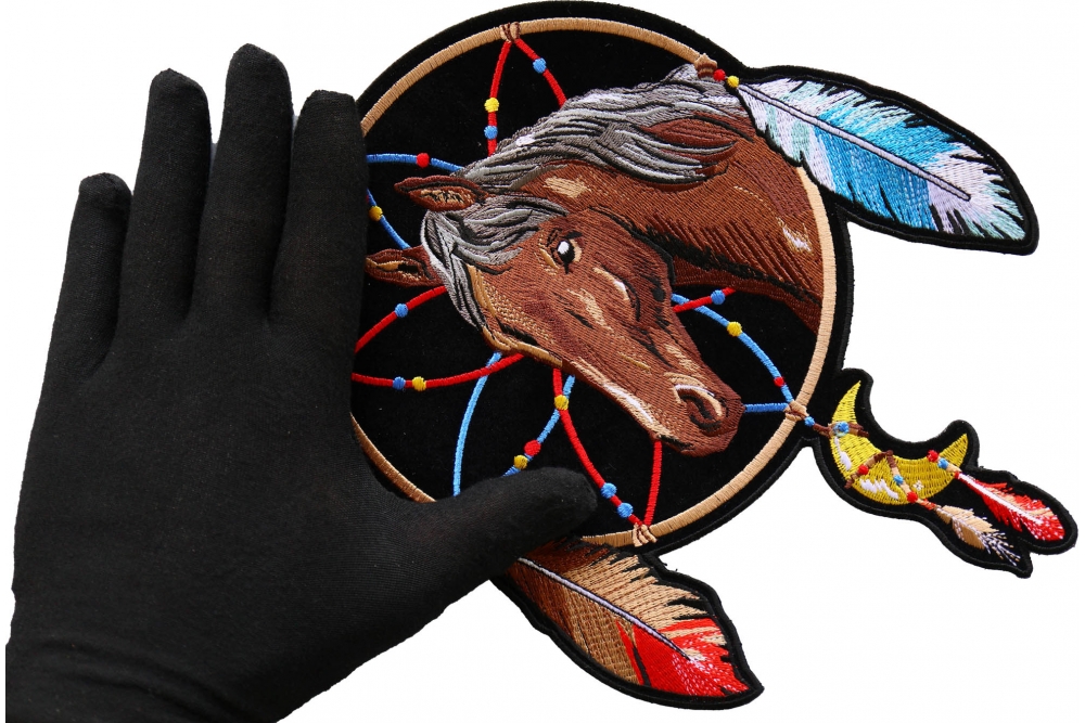 Horse in Dreamcatcher Patch, Large Ladies Back Patches for Jackets