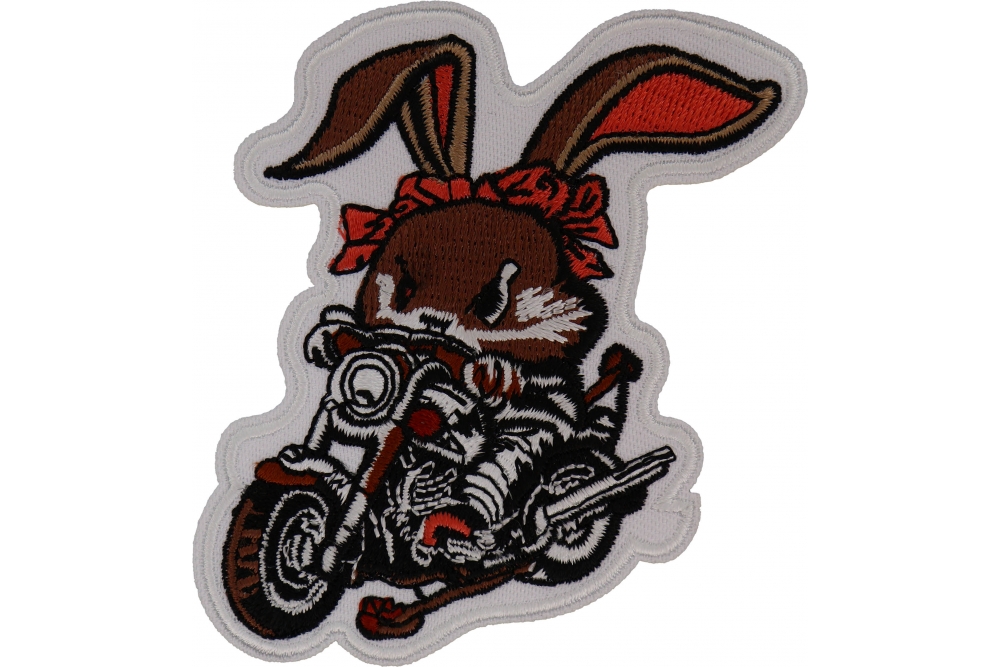 Cute Mean Rabbit on Motorcycle Patch by Ivamis Patches