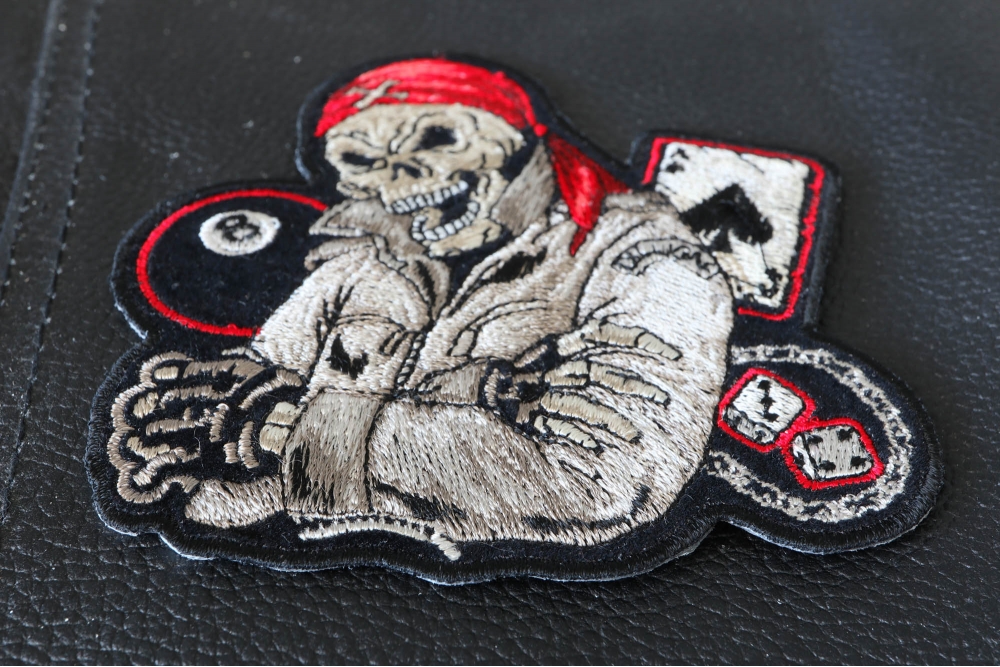 Skull Dice 8 Ball Cross Embroidered Iron / Sew On Patch Motorcycle Jacket Badge - Foto 12