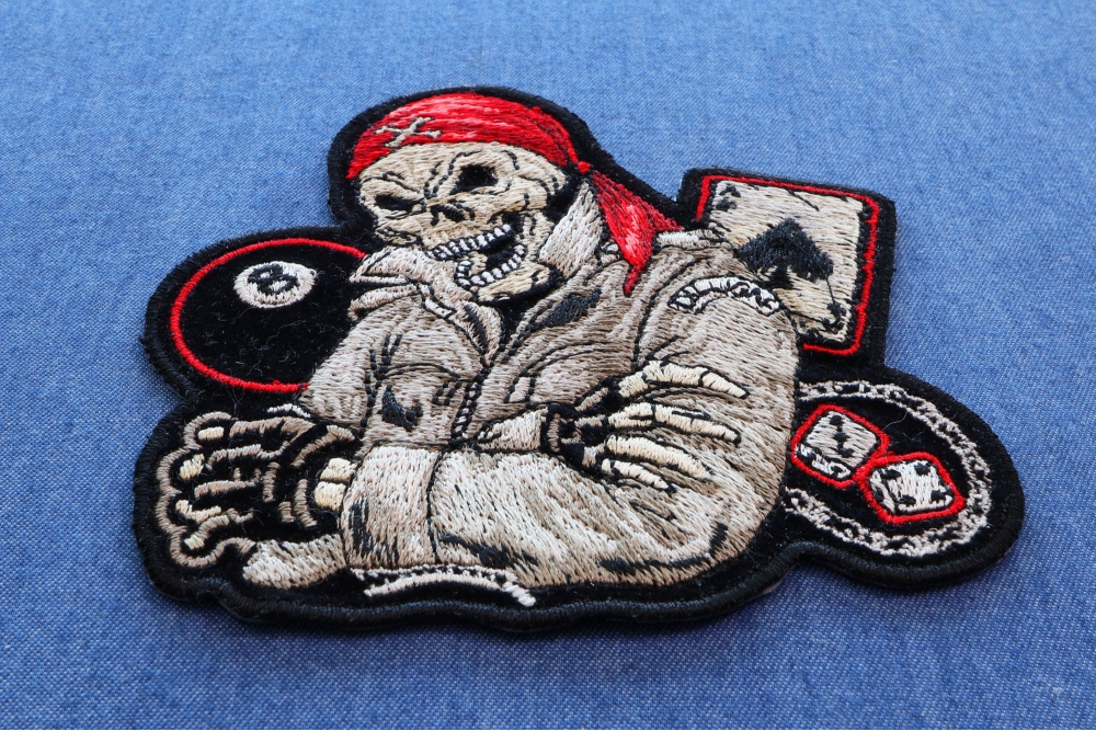 Skull Dice 8 Ball Cross Embroidered Iron / Sew On Patch Motorcycle Jacket Badge - Foto 4