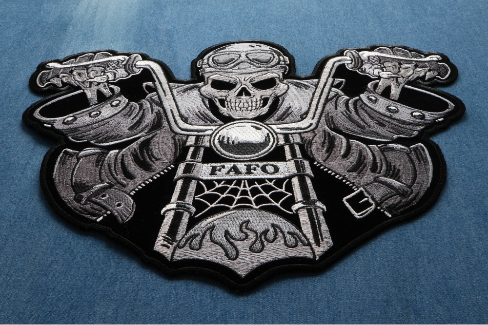 Skeleton Rider FAFO Patch, Large Skull Patches for Biker Jackets
