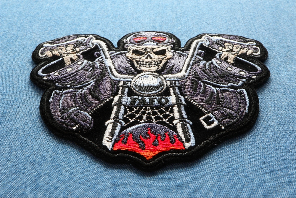 Skeleton Rider on Bike FAFO Patch, Biker Skull Patches by Ivamis