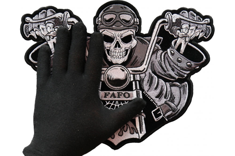 Skeleton Rider FAFO Patch, Large Skull Patches for Biker Jackets