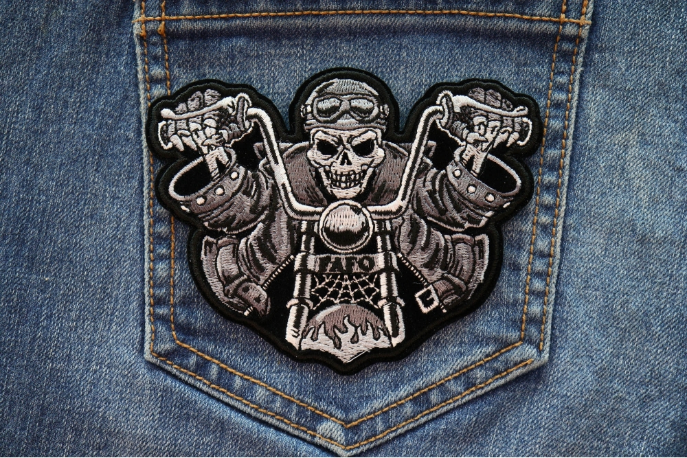 FAFO Skeleton Rider on Motorcycle Patch, Biker Skull Patches by Ivamis ...