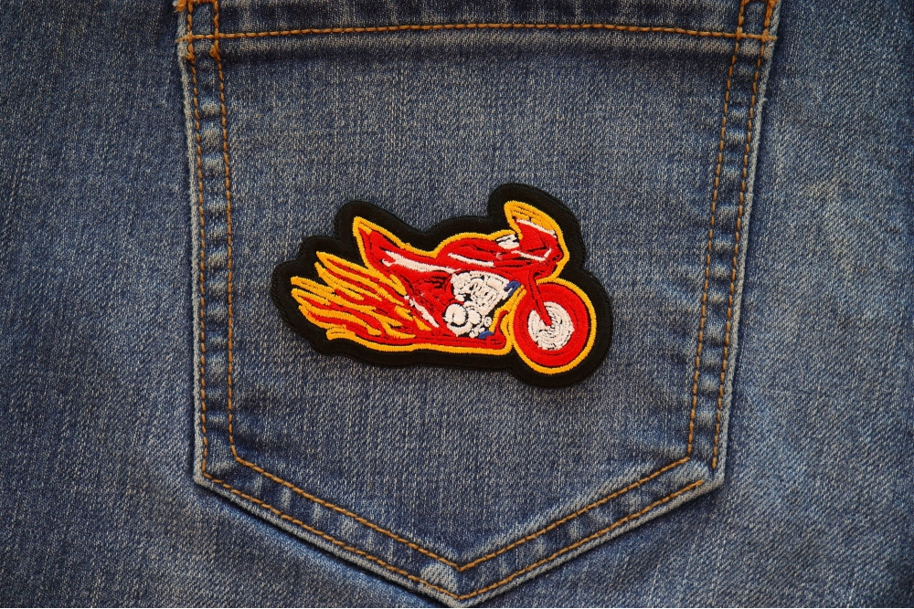 Flaming Crotch Rocket Motorcycle Patch, Biker Vest Patches, Sew or Iron on Patch by Ivamis Patches