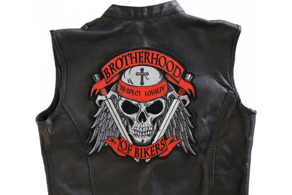 Brotherhood Rocker Patch Brotherhood of Bikers with Swords and Feathered Wings - Large Patch for ...