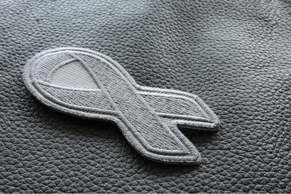 Gray Ribbon Embroidered Patch by Ivamis Patches