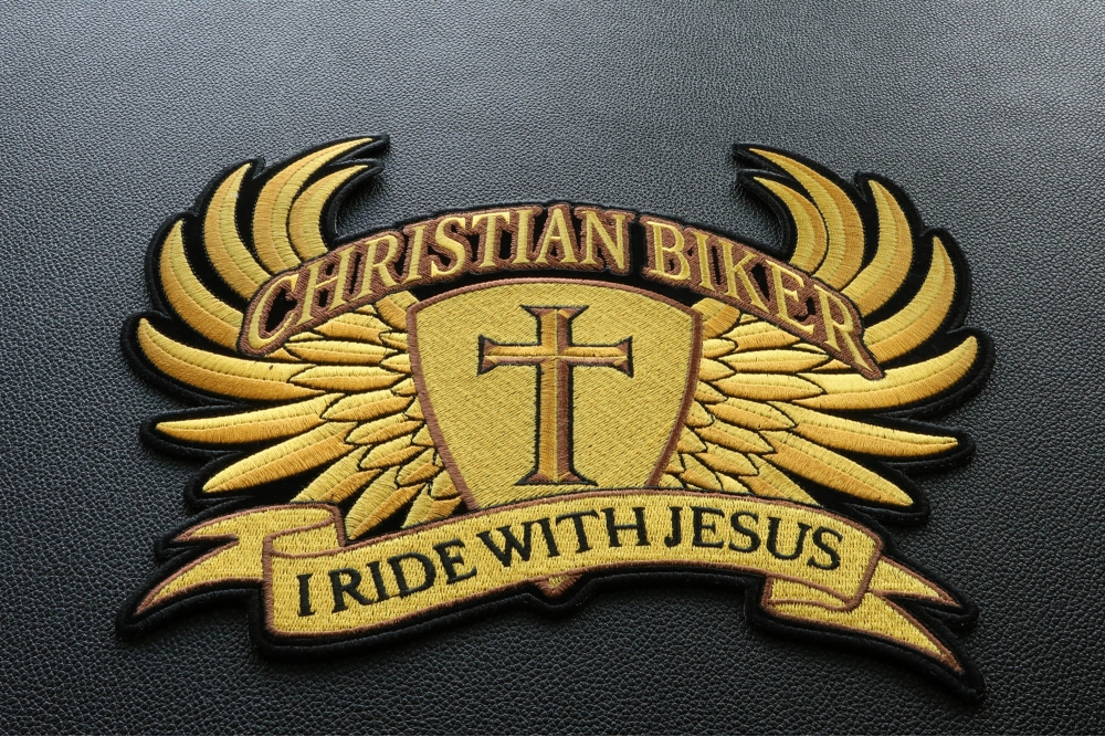 Christian Biker Cross in Wings I Ride with Jesus Patch, Large Christian ...
