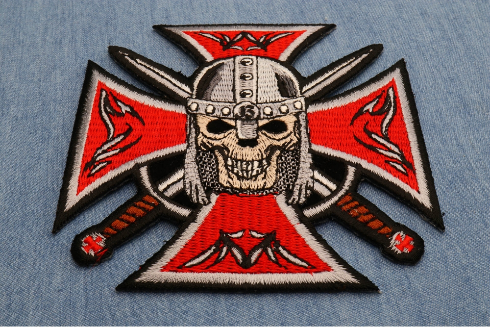 Red Maltese Cross Skull Knight Patch by Ivamis Patches