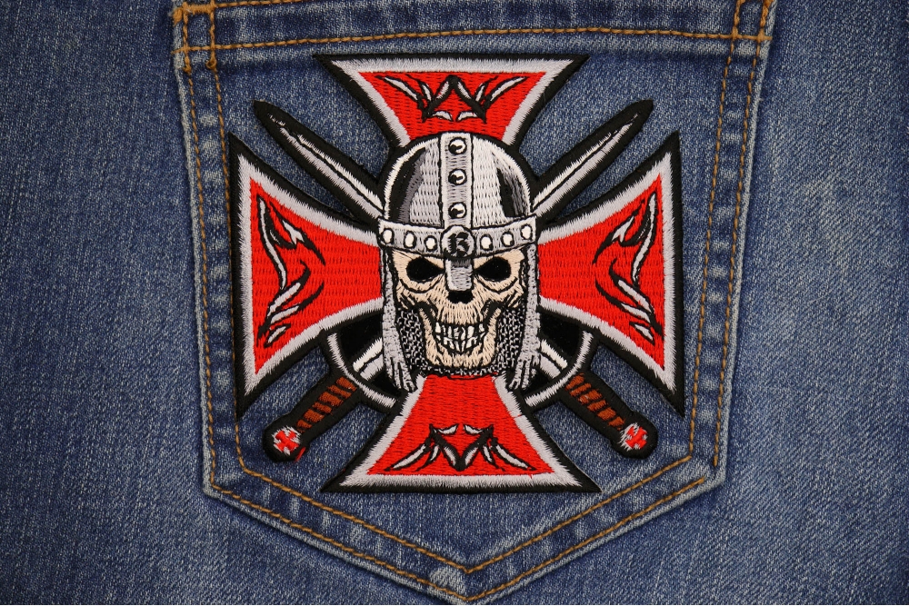 Red Maltese Cross Skull Knight Patch by Ivamis Patches