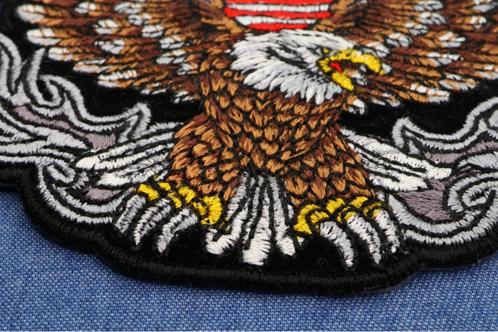 Patriotic Biker Eagle Iron-on Patch for Jackets by Ivamis Patches