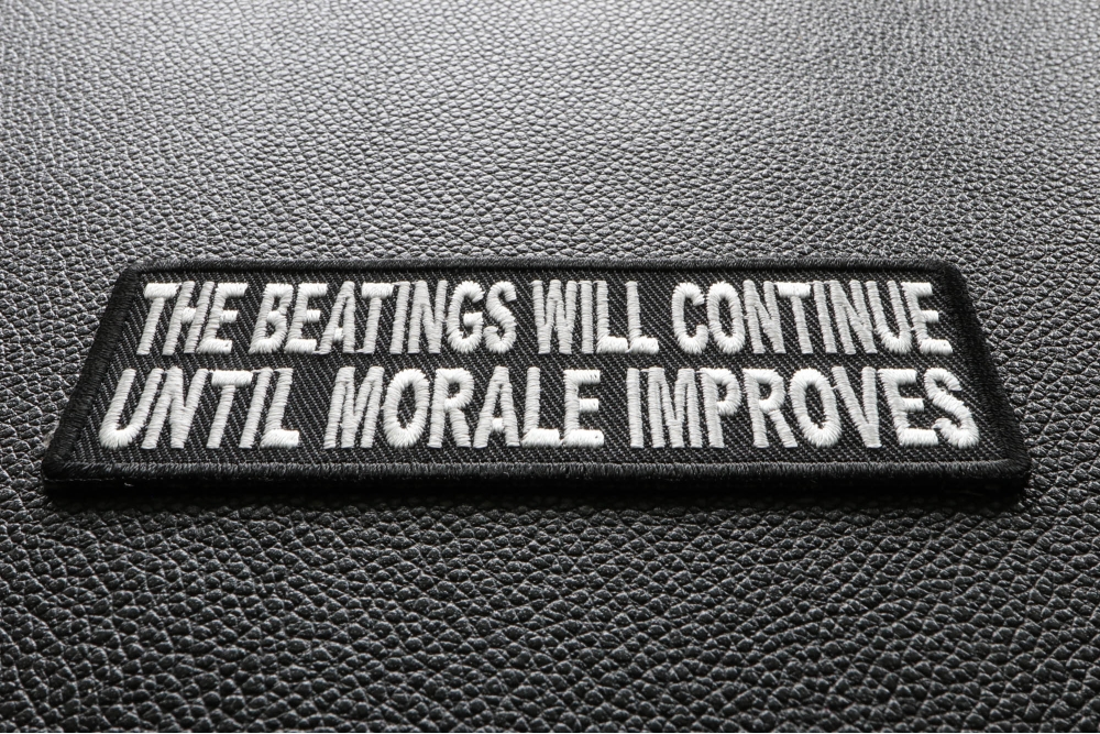 Flagline The Beatings Will Continue Until Morale Improves - 8 In X 12 In Pirate Metal Parking Sign Flagline The Beatings Will Continue Until Morale Improves - 8 In X 12 In Pirate Metal Parking Sign