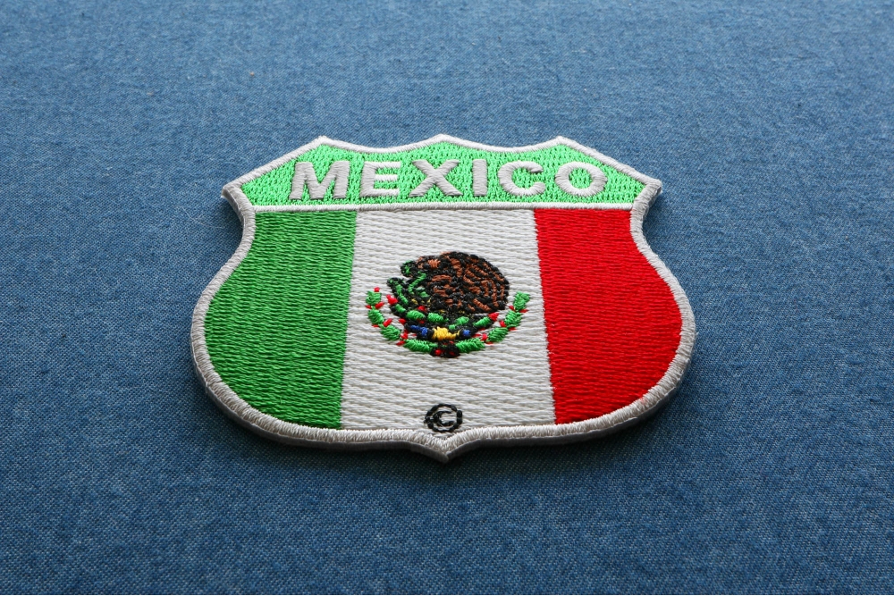 EmbPatch Spain Mexico Flag Iron On Patch: Free Ship, 8x5cm