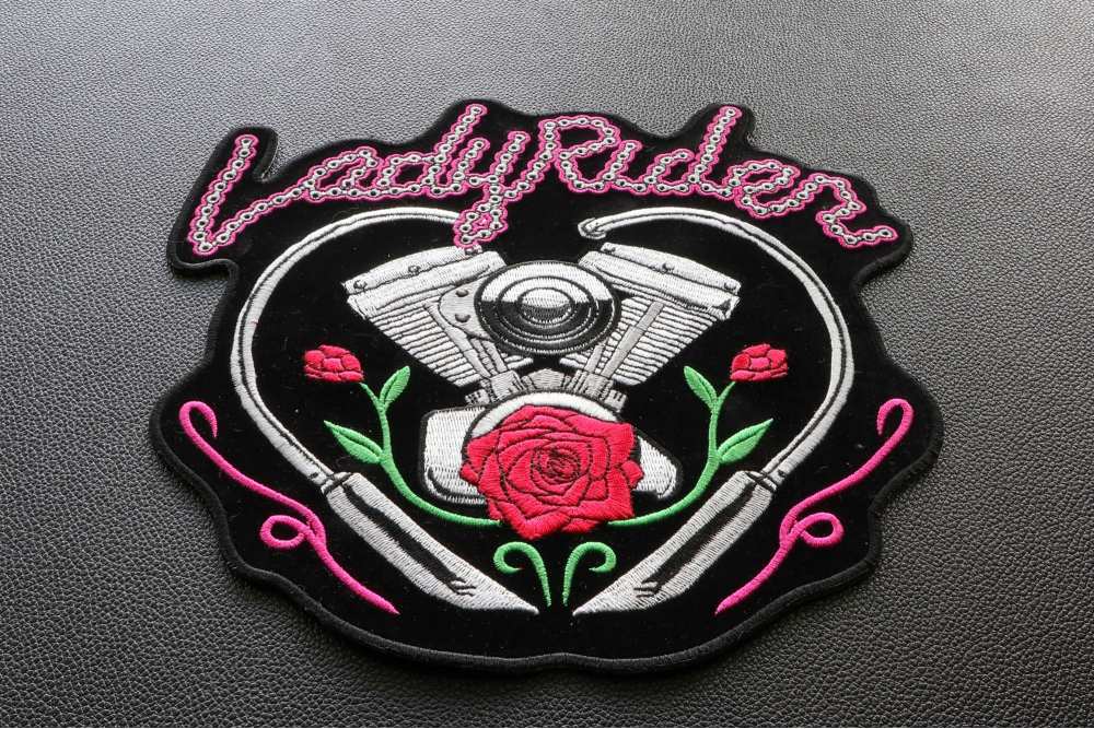 Large Lady Rider Motorcycle Patch for Back of Jackets by Ivamis Patches