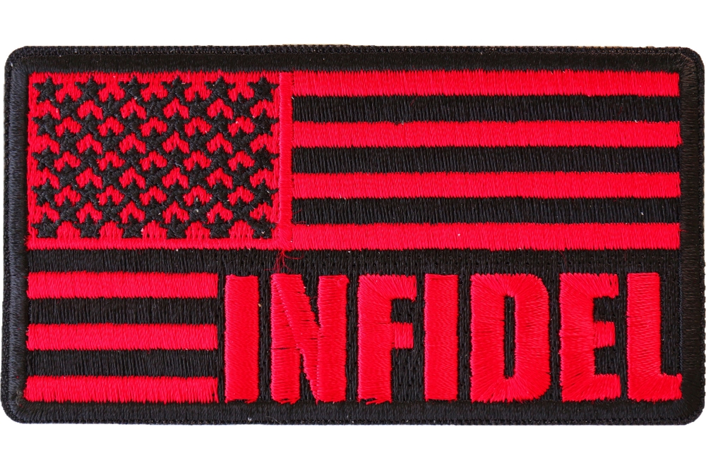 Infidel American Flag Black Red Patch US Military Veteran Patches by