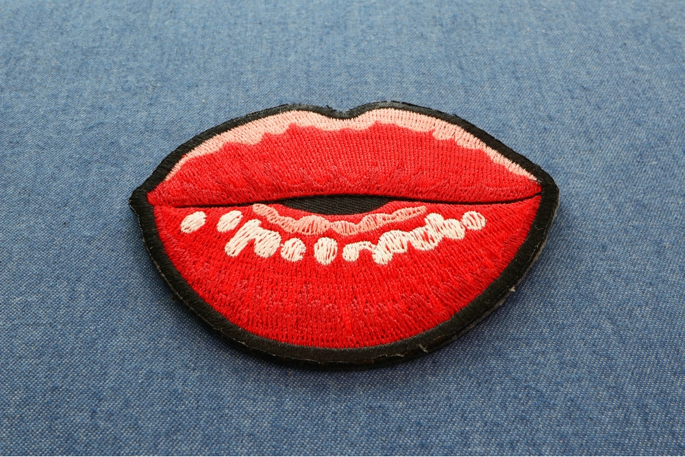 Kiss My Patch Iron-on Embroidered Patch Red Lips DIY Clothing