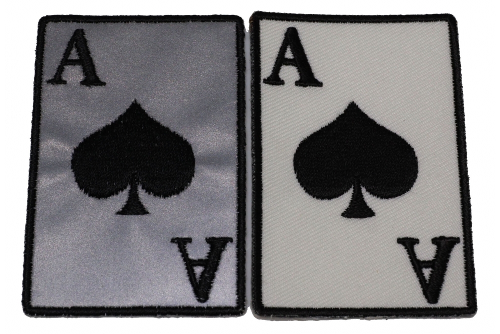 Ace Of Spades Patches Black White and Reflective 2 Patch Deal by Ivamis