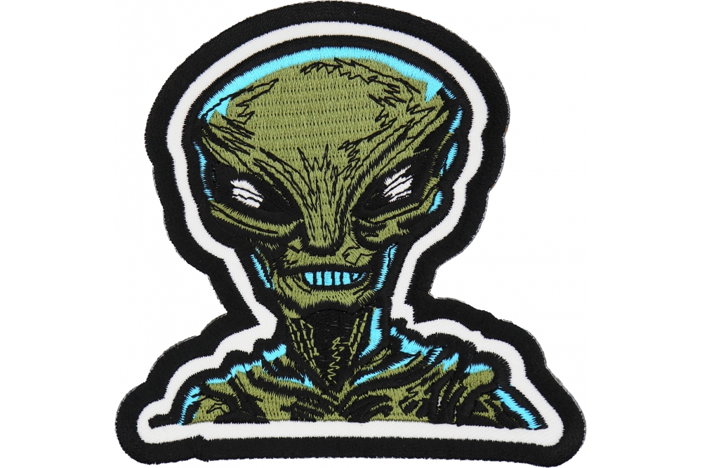 Green Alien Patch - Iron on Novelty Patches by Ivamis Patches