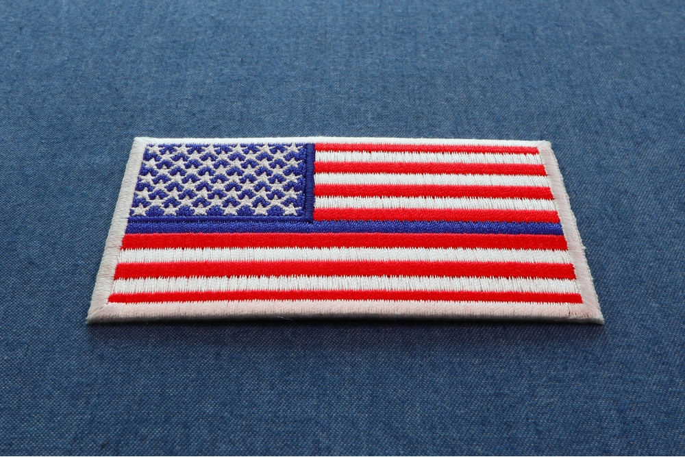 3 Vintage Embroidered US Flag Patch 3.5x2.5 