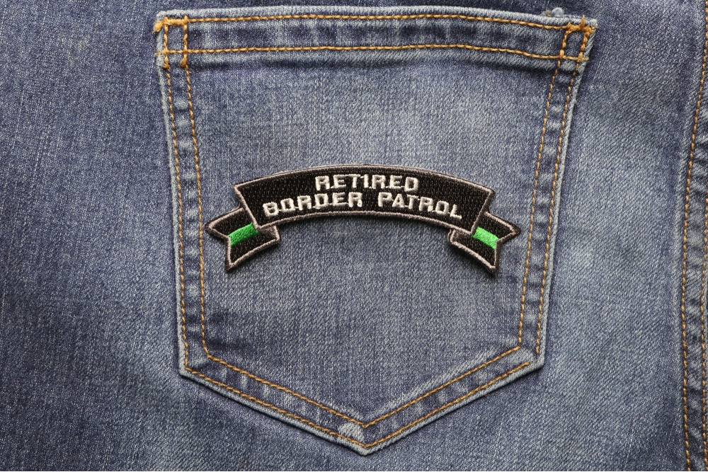 Retired Border Patrol Rocker Patch shown on jeans