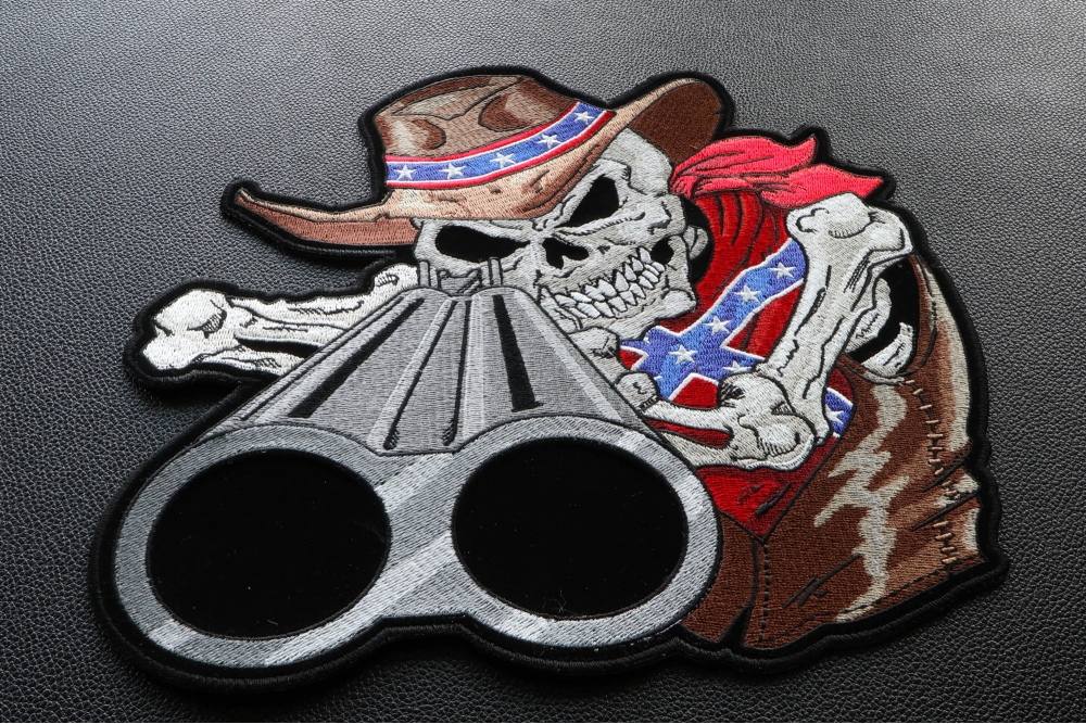 Large Rebel Cowboy Skull Patch for Motorcycle Jackets by Ivamis Patches